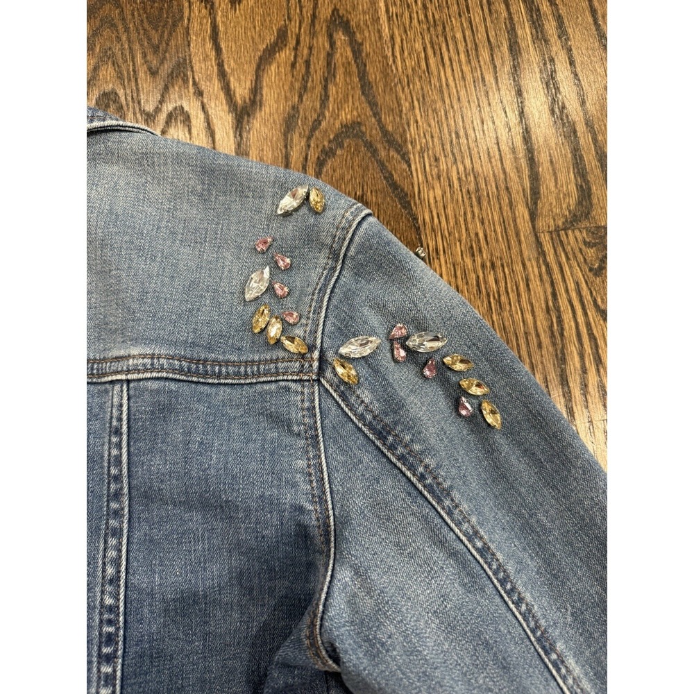 Women's Express Studded Distressed Denim Jacket Size S - Picture 8 of 12